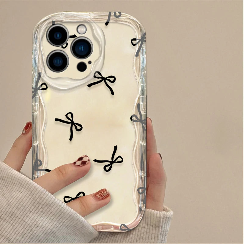 Cute Heart & Ribbon Soft Silicone Case – Shockproof & Stylish