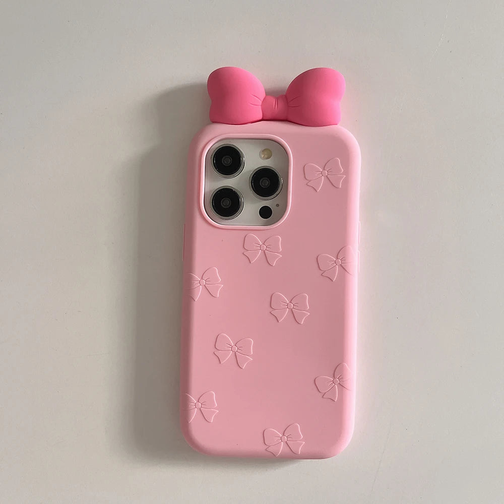 3D Bowknot Cute Silicone Phone Case (Soft & Shockproof