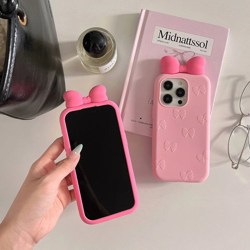 3D Bowknot Cute Silicone Phone Case (Soft & Shockproof