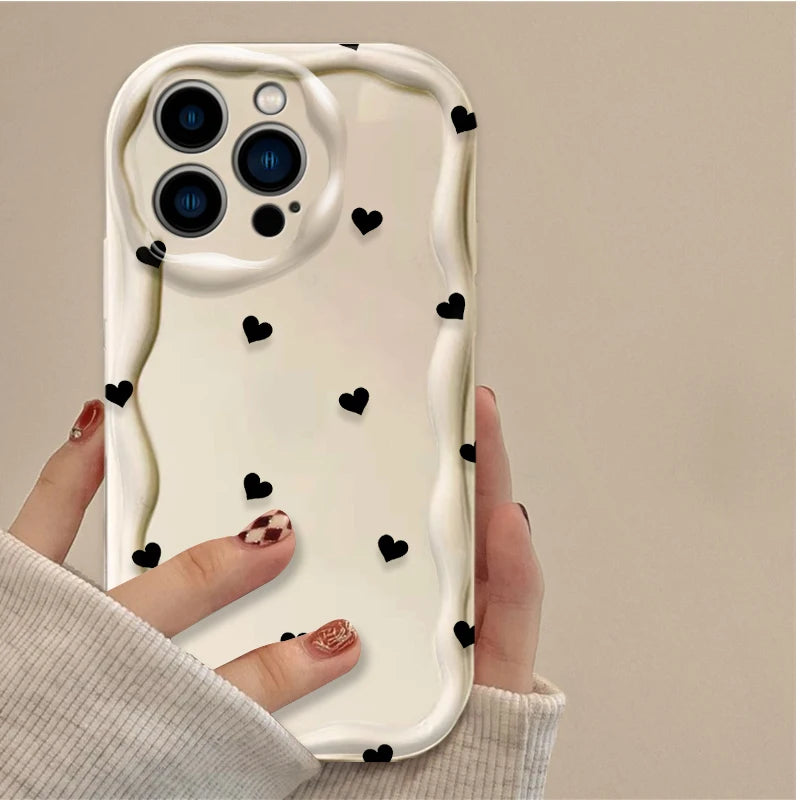 Cute Heart & Ribbon Soft Silicone Case – Shockproof & Stylish