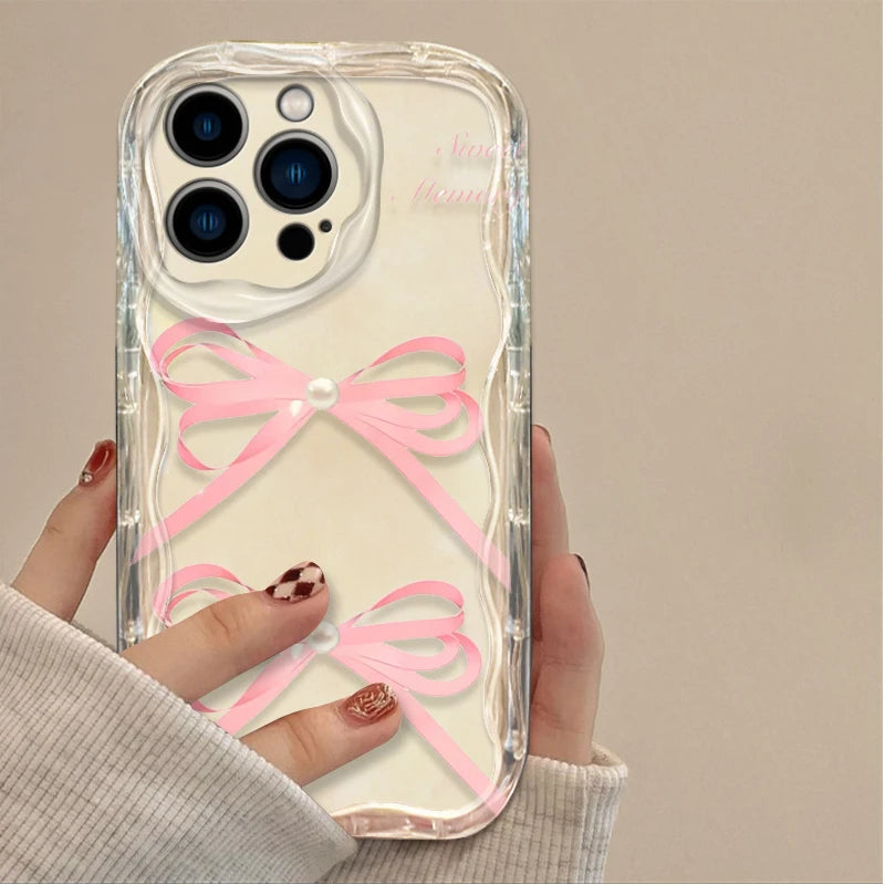 Cute Heart & Ribbon Soft Silicone Case – Shockproof & Stylish