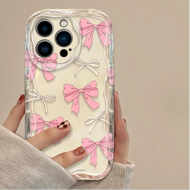 Cute Heart & Ribbon Soft Silicone Case – Shockproof & Stylish