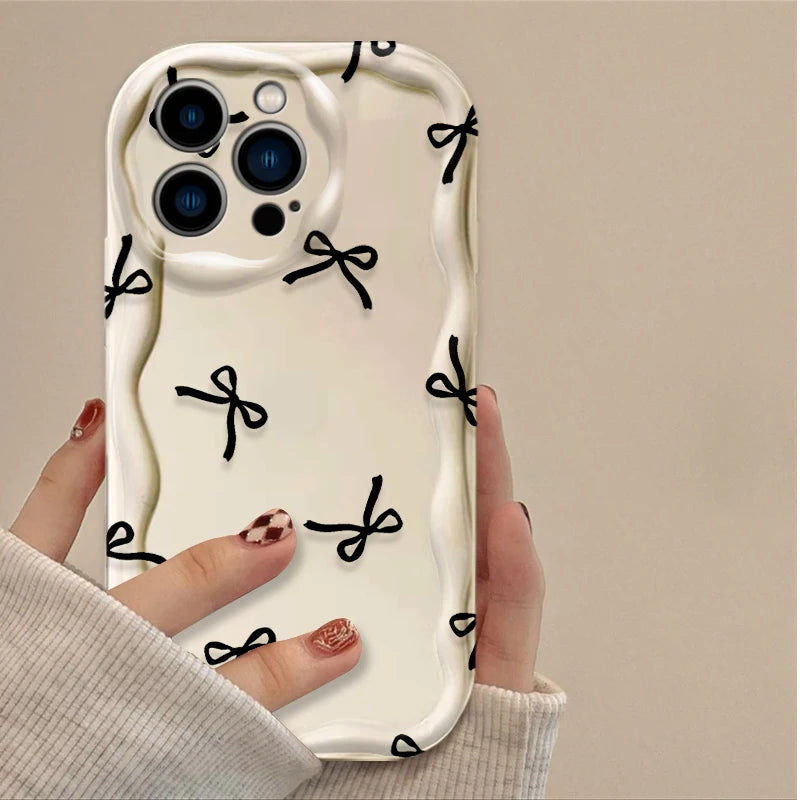 Cute Heart & Ribbon Soft Silicone Case – Shockproof & Stylish